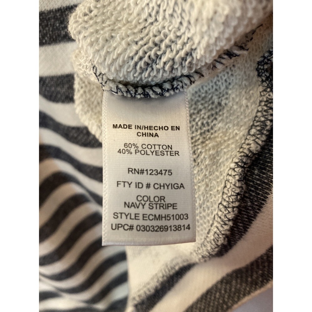 Company Ellen Tracy Sweatshirt Long Sleeve Gem Front Navy Stripe Size XL - Picture 3 of 5